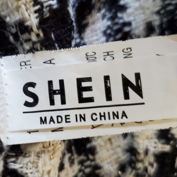 Shein Houndstooth Print Button Front Mid Length Jacket SZ M - Picture 4 of 11